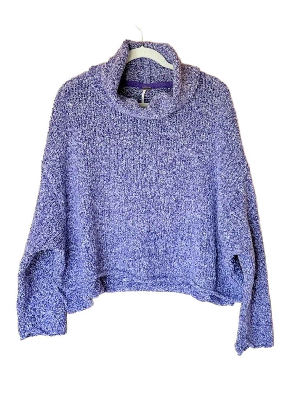 Free People BFF Cowl Neck Sweater Grape Hyacinth Purple Oversized Knit Women’s L